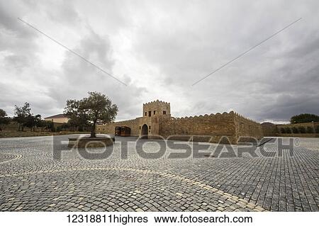 Stock Photograph - Atashgah Temple or Fire Temple of Baku, a Hindu and Zoroastrian place of worship; Surakhani, Baku, Azerbaijan. Fotosearch