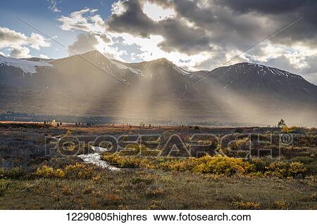 Stock Photograph - Autumn scenic along Haines Highway as it passes through Chilkat Pass, British Columbia, Canada. Fotosearch