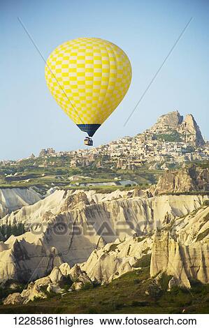 Stock Photograph - Balloon ride over Goreme National Park; Cappadocia, Turkey. Fotosearch
