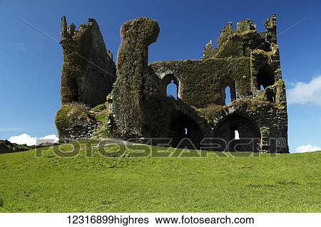 Stock Photograph - Ballycarbery castle ruins near Cahirciveen; County Kerry, Ireland. Fotosearch