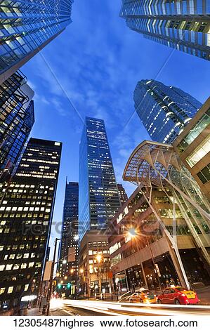Stock Photograph - Bay Street financial core buildings; Toronto, Ontario, Canada. Fotosearch