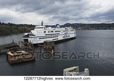 Stock Photograph - BC Ferries boat at dock; Tofino, Vancouver Island, British Columbia, Canada. Fotosearch