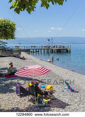 Beach on shores of Lake Geneva (Lac Leman); Amphion les Bains, Haute-Savoie department, Rhone-Alpes, France View Large Photo Image Stock Image - Beach on shores of Lake Geneva (Lac Leman); Amphion les Bains, Haute-Savoie department, Rhone-Alpes, France. Fotosearch