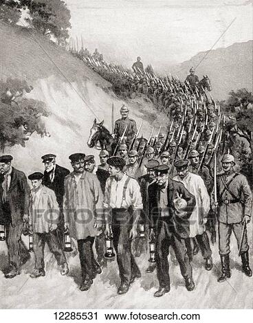 Belgian miners captured by the Germans near Charleroi, Belgium and made to march at the head of the column, which was entering the town, thereby using them as a human shield, during WWI. From The War Illustrated Album Deluxe, published 1915. View Large Photo Image Stock Image - Belgian miners captured by the Germans near Charleroi, Belgium and made to march at the head of the column, which was entering the town, thereby using them as a human shield, during WWI. From The War Illustrated Album Deluxe, published 1915.. Fotosearch