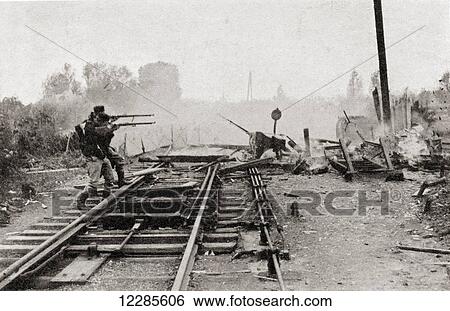 Belgian snipers fire on the German enemy in Termonde, Belgium during WWI. From The War Illustrated Album Deluxe, published 1915. View Large Photo Image Stock Photograph - Belgian snipers fire on the German enemy in Termonde, Belgium during WWI. From The War Illustrated Album Deluxe, published 1915.. Fotosearch