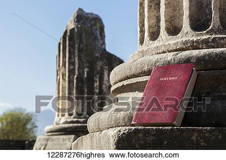Bible on display at temple ruins; Philippi, Greece View Large Photo Image Stock Photograph - Bible on display at temple ruins; Philippi, Greece. Fotosearch
