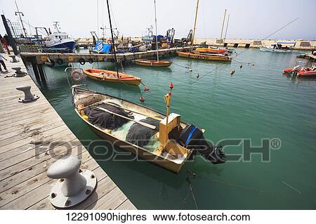 Boats in the turquoise water in the harbour; Joppa, Israel View Large Photo Image Stock Photograph - Boats in the turquoise water in the harbour; Joppa, Israel. Fotosearch