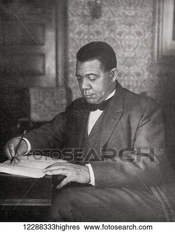 Stock Photograph - Booker Taliaferro Washington, 1856 1915. African American civil rights leader, educator, author, orator and political leader. From Bibby's Annual published 1910.. Fotosearch
