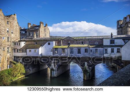 Bridge with dwellings over the River Avon; Bath, Somerset, England View Large Photo Image Stock Photograph - Bridge with dwellings over the River Avon; Bath, Somerset, England. Fotosearch