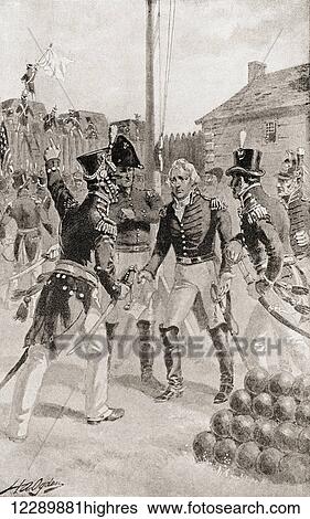 Brigadier General William Hull surrenders the fort and town of Detroit, Michigan, America during The Siege of Detroit, aka the Surrender of Detroit, or the Battle of Fort Detroit, an early engagement in the Anglo-American War of 1812. From The... View Large Photo Image Stock Photograph - Brigadier General William Hull surrenders the fort and town of Detroit, Michigan, America during The Siege of Detroit, aka the Surrender of Detroit, or the Battle of Fort Detroit, an early engagement in the Anglo-American War of 1812. From The.... Fotosearch
