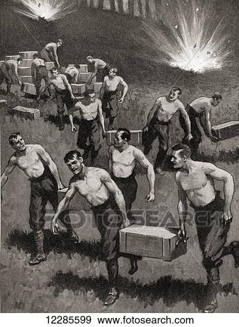 British soldiers bravely removing boxes of ammunition to avoid enemy fire during the Battle of the Marne, 1914. From The War Illustrated Album Deluxe, published 1915. View Large Photo Image Stock Photo - British soldiers bravely removing boxes of ammunition to avoid enemy fire during the Battle of the Marne, 1914. From The War Illustrated Album Deluxe, published 1915.. Fotosearch