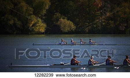 Stock Photo - Brock Invitational, Western women Quad; Ontario, Canada. Fotosearch