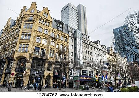 Buildings and pedestrians on a busy corner; Frankfurt, Germany View Large Photo Image Stock Image - Buildings and pedestrians on a busy corner; Frankfurt, Germany. Fotosearch