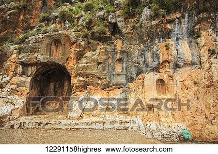 Stock Photograph - Caesarea Philippi, an ancient Roman city now uninhabited and an archaeological site in the Golan Heights; Caesarea Philippi, Israel. Fotosearch