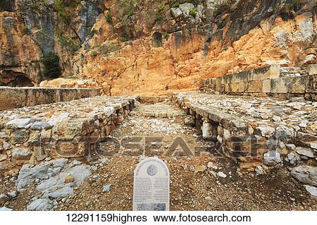 Stock Photograph - Caesarea Philippi, an ancient Roman city now uninhabited and an archaeological site in the Golan Heights; Caesarea Philippi, Israel. Fotosearch