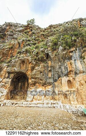 Stock Photograph - Caesarea Philippi, an ancient Roman city now uninhabited and an archaeological site in the Golan Heights; Caesarea Philippi, Israel. Fotosearch