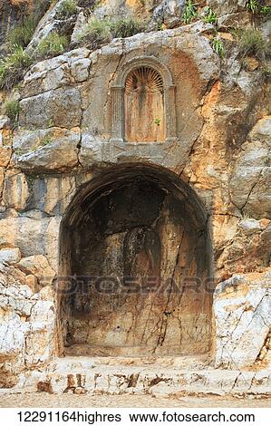 Stock Photograph - Caesarea Philippi, an ancient Roman city now uninhabited and an archaeological site in the Golan Heights; Caesarea Philippi, Israel. Fotosearch