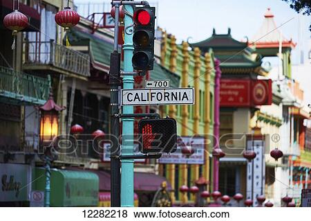 Stock Photo - California Street China Town; San Francisco, California, United States of America. Fotosearch