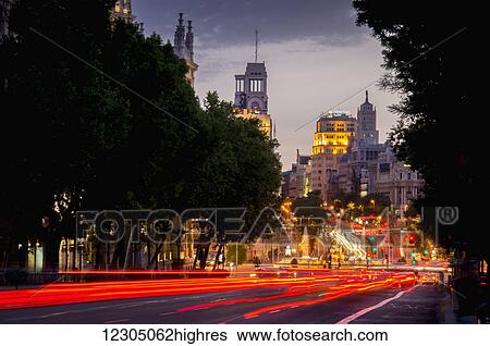 Stock Photograph - Calle de Alcala, Plaza de Cibeles; Madrid, Spain. Fotosearch