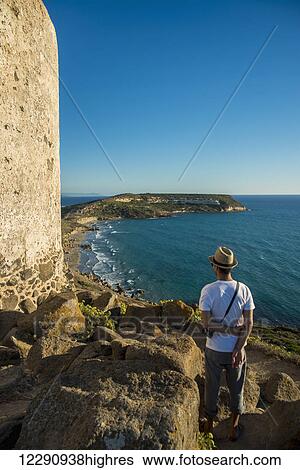 Stock Photograph - Cape of San Marco as seen from San Giovanni tower; Tharros, Sardinia, Italy. Fotosearch