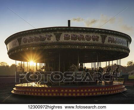 Carousel at a park at sunset; Beamish, Durham, England View Large Photo Image Stock Photograph - Carousel at a park at sunset; Beamish, Durham, England. Fotosearch