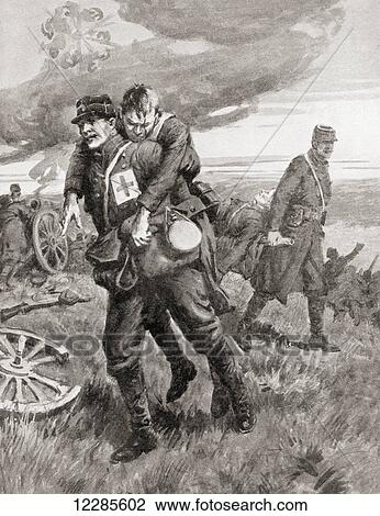 Carrying a wounded French comrade to safety during WWI. From The War Illustrated Album Deluxe, published 1915. View Large Photo Image Stock Image - Carrying a wounded French comrade to safety during WWI. From The War Illustrated Album Deluxe, published 1915.. Fotosearch
