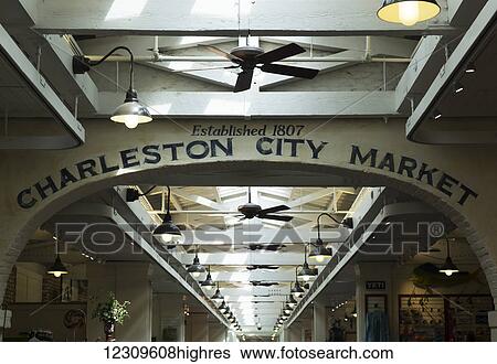 Stock Photograph - Ceiling detail in a city market; Charleston, South Carolina, United States of America. Fotosearch