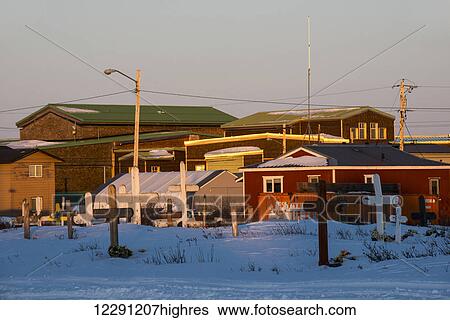 Cemetery in the heart of the Inupiaq village of Kotzebue in the Northwest Arctic of Alaska. View Large Photo Image Stock Photograph - Cemetery in the heart of the Inupiaq village of Kotzebue in the Northwest Arctic of Alaska.. Fotosearch