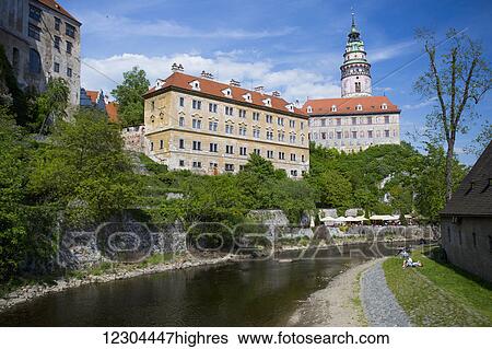 Stock Photograph - Cesky Krumlov is a beautiful little medieval city in the South Bohemian region of Czech Republic; Cesky Krumlov, Czech Republic. Fotosearch