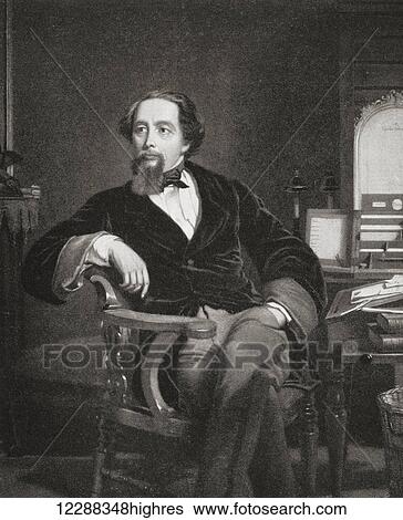 Stock Photograph - Charles John Huffam Dickens, 1812 1870. English novelist. From Bibby's Annual published 1910.. Fotosearch