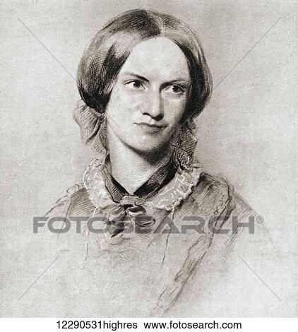 Stock Photograph - Charlotte Bront, 1816 1855. English novelist and poet. After the drawing by George Richmond. From Impressions of English Literature, published 1944.. Fotosearch