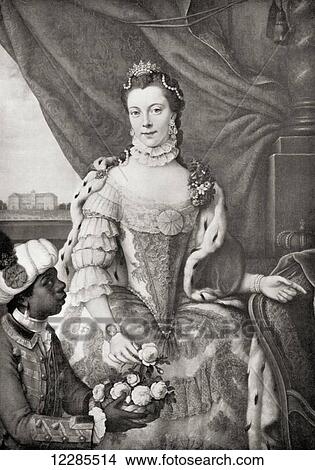 Charlotte of Mecklenburg-Strelitz, 1744 – 1818, age 17. Queen consort of Great Britain and Ireland as the wife of King George III. From Buckingham Palace, Its Furniture, Decoration and History, published 1931. View Large Photo Image Picture - Charlotte of Mecklenburg-Strelitz, 1744 – 1818, age 17. Queen consort of Great Britain and Ireland as the wife of King George III. From Buckingham Palace, Its Furniture, Decoration and History, published 1931.. Fotosearch