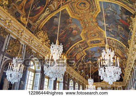 Chateau de Versailles, La galerie des glaces; Versailles, France View Large Photo Image Stock Photograph - Chateau de Versailles, La galerie des glaces; Versailles, France. Fotosearch
