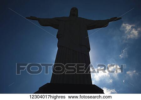 Stock Photograph - Christ the Redeemer statue, Corcovado mountain, Tijaca National Park; Rio de Janeiro, Brazil. Fotosearch