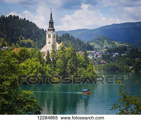 Church of the Assumption on Bled Island; Bled, Upper Carniola, Slovenia View Large Photo Image Stock Photography - Church of the Assumption on Bled Island; Bled, Upper Carniola, Slovenia. Fotosearch
