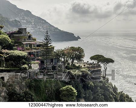 Stock Photograph - City on the Amalfi coast; Positano, Campania, Italy. Fotosearch