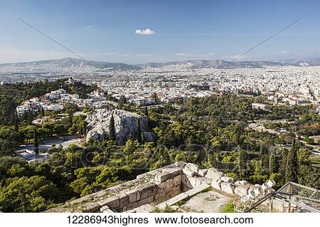 Stock Photograph - Cityscape and historical sites; Athens, Greece. Fotosearch