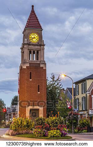 Clock tower at night; Niagara-on-the-Lake, Ontario, Canada View Large Photo Image Stock Photograph - Clock tower at night; Niagara-on-the-Lake, Ontario, Canada. Fotosearch