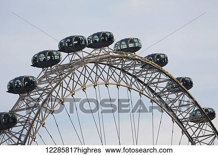 Stock Photograph - Close up detail of the viewing pods of the London Eye; London, England. Fotosearch