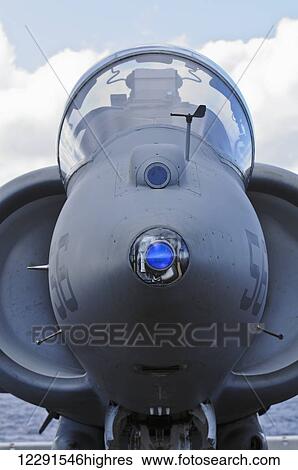Close up view of the nose of an AV-8B Marine Harrier II on the flight deck of the USS Peleliu (LHA-5); Hawaii, United States of America View Large Photo Image Stock Photograph - Close up view of the nose of an AV-8B Marine Harrier II on the flight deck of the USS Peleliu (LHA-5); Hawaii, United States of America. Fotosearch