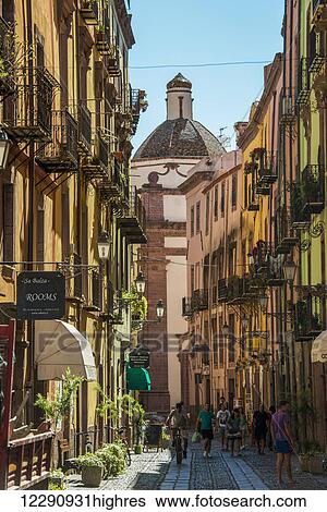 Colourful buildings street; Bosa, Sardinia, Italy View Large Photo Image Stock Photograph - Colourful buildings street; Bosa, Sardinia, Italy. Fotosearch