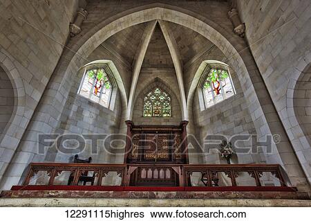Stock Photograph - Colourful stained glass windows in Christ Church; Jerusalem, Israel. Fotosearch