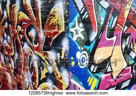Colourful wall covered in graffiti; Stockholm, Sweden View Large Photo Image Stock Photograph - Colourful wall covered in graffiti; Stockholm, Sweden. Fotosearch