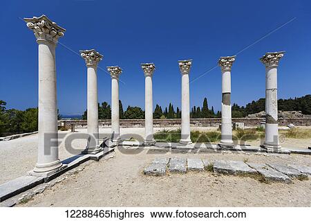 Columns and ruins at Asklipion; Kos, Greece View Large Photo Image Stock Photograph - Columns and ruins at Asklipion; Kos, Greece. Fotosearch