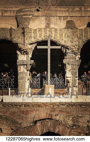 Cross at the Colosseum; Rome, Italy View Large Photo Image Stock Photograph - Cross at the Colosseum; Rome, Italy. Fotosearch