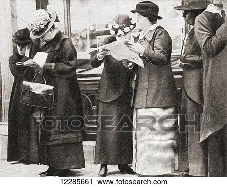 Crowds gather outside the Cunard offices in London to read the news of the sinking of the Lusitania by a German U-boat in 1915. From The Pageant of the Century, published 1934 View Large Photo Image Stock Image - Crowds gather outside the Cunard offices in London to read the news of the sinking of the Lusitania by a German U-boat in 1915. From The Pageant of the Century, published 1934. Fotosearch