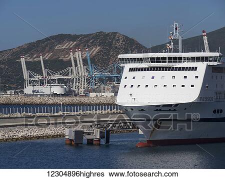 Cruise ship in port; Tangier, Morocco View Large Photo Image Stock Photograph - Cruise ship in port; Tangier, Morocco. Fotosearch