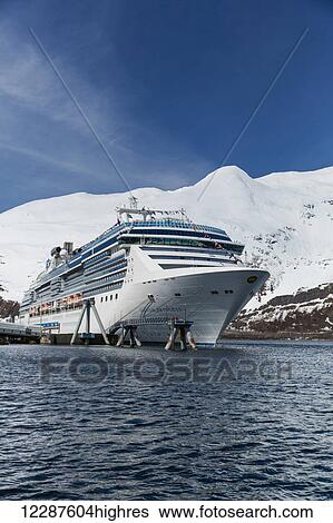 Stock Photograph - Cruise ship in Whittier Harbor, Prince William Sound, Southcentral Alaska, USA, Winter. Fotosearch