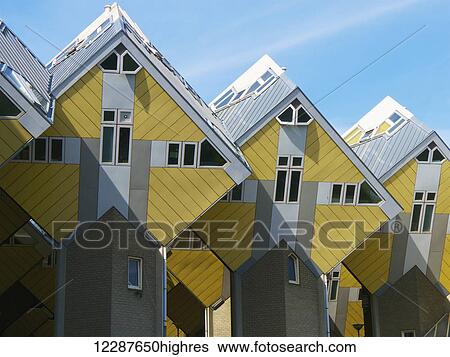 Stock Photograph - Cube houses designed by Piet Blom; Rotterdam, Holland. Fotosearch