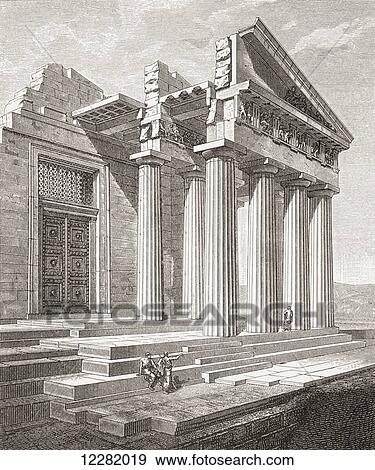 Stock Photo - Cutaway showing construction of the north eastern corner of the Parthenon. From Kunstgeschichte In Bildern, published 1902.. Fotosearch